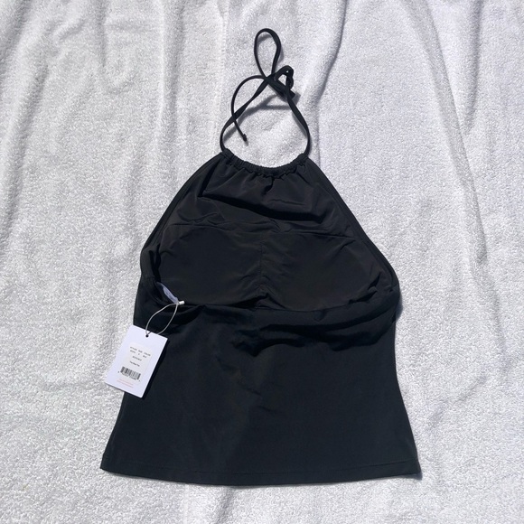 NWT Andie swim the Baja tankini halter tie neck long line bikini top black small - Picture 12 of 13